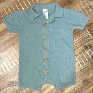 Carters Blue Knit Baby Short Romper 6m